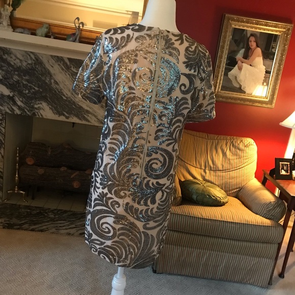 Ivory & Silver Shift Dress - Picture 6 of 15